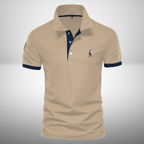 NOUVEAU RICHE Poloshirt Herren Slim Fit Kurzarm Stilvoll Und Elegant Beige