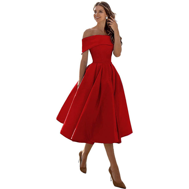 NOUVEAU RICHE Trägerloses Satin-Partykleid Lässigkeit Eleganz Satin Rot