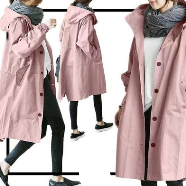 NOUVEAU RICHE Damen Regenjacke Mit Knopfverschluss Wind und Nässe Stil Hellrosa