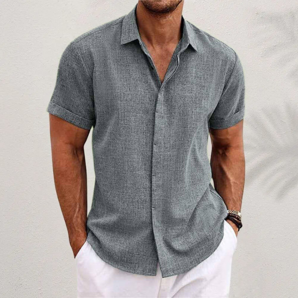 NOUVEAU RICHE Button Up Hemd Leicht Sommerlich Bequem Für Herren Grau