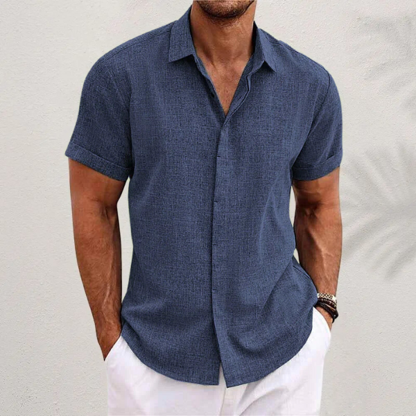 NOUVEAU RICHE Button Up Hemd Leicht Sommerlich Bequem Für Herren Marineblau