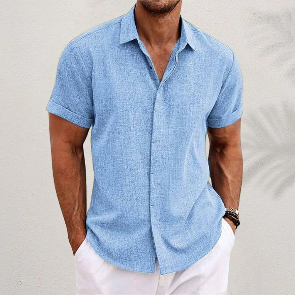 NOUVEAU RICHE Button Up Hemd Leicht Sommerlich Bequem Für Herren Hellblau