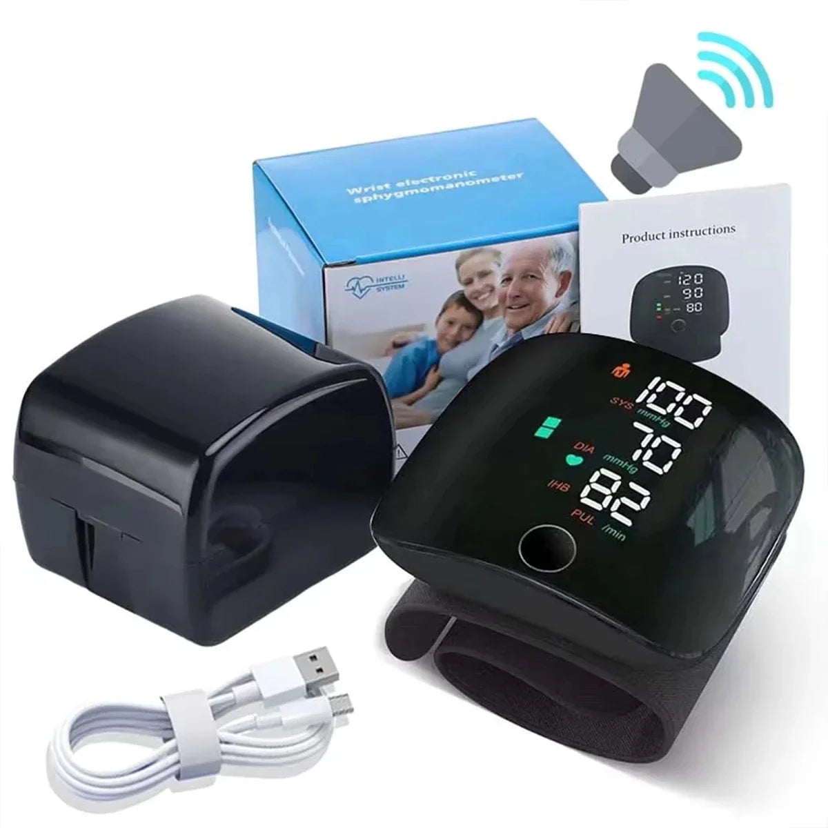 NOUVEAU RICHE Blutdruckmessgerät Oberarm – Digitales Blutdruckmessgerät mit grossem beleuchtetem Display, Speicher & Manschette, Batterie oder Akku Mit Akku