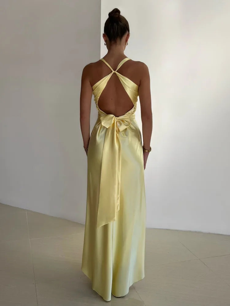 NOUVEAU RICHE Ärmelloses Partykleid Maxikleid Für Sommerliche Feiern Gelb