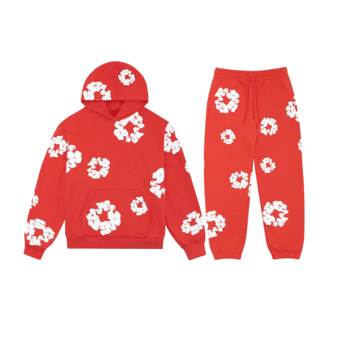 NOUVEAU RICHE ModaDenim - Unisex Viral Floral Tracksuit mit ikonischen Drucken Rot