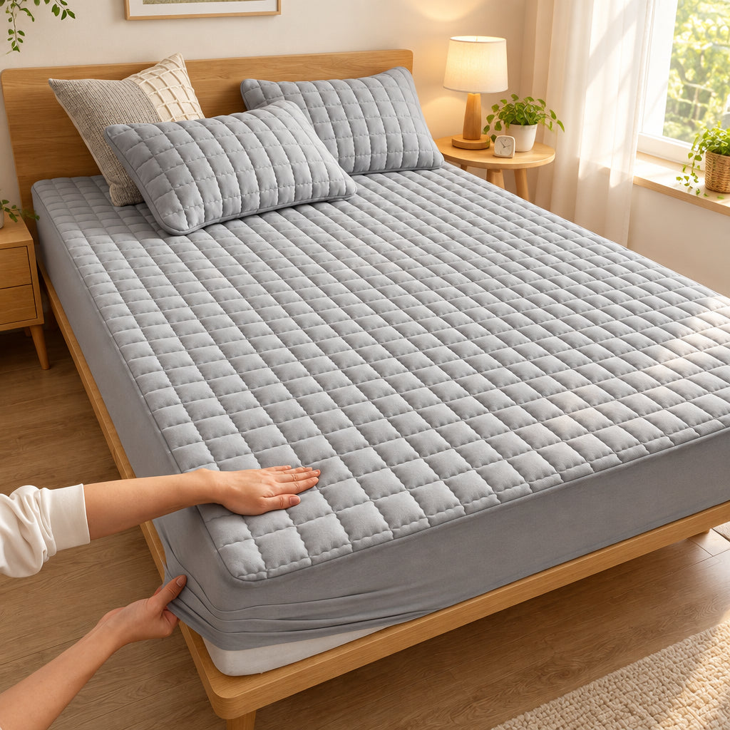 NOUVEAU RICHE Wasserdichter Matratzenschoner – Spannbetttuch Matratzenbezug mit Gummizug, atmungsaktiv & geräuscharm, 90×200 bis 200×220 cm Grau