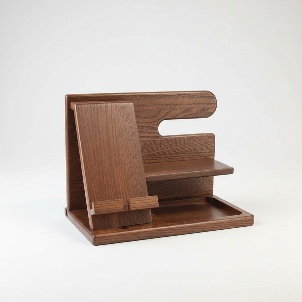 NOUVEAU RICHE Schreibtisch-Organizer – Holz Schreibtisch Organizer & Ladestation-Ablage für Handy, Brille & Uhr
