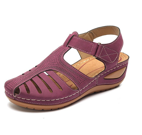 NOUVEAU RICHE Ledersandalen Retro Stil Für Fußkomfort Und Haltung Lila