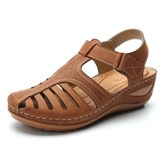 NOUVEAU RICHE Ledersandalen Retro Stil Für Fußkomfort Und Haltung Braun
