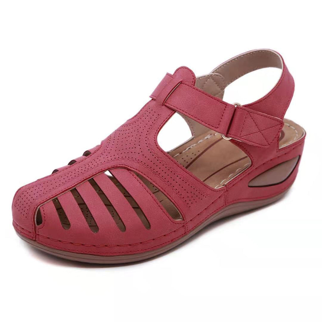 NOUVEAU RICHE Ledersandalen Retro Stil Für Fußkomfort Und Haltung Rot