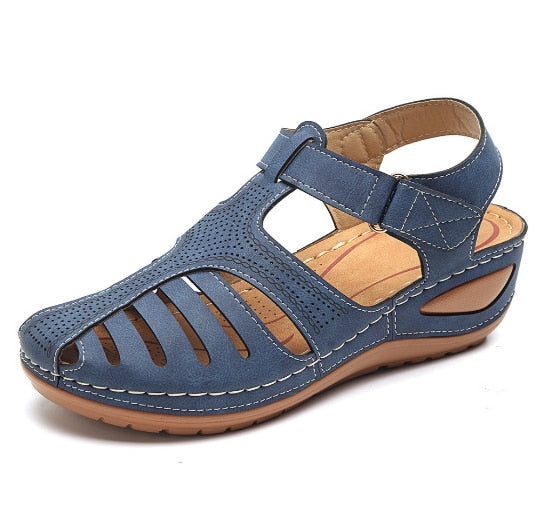 NOUVEAU RICHE Ledersandalen Retro Stil Für Fußkomfort Und Haltung Blau