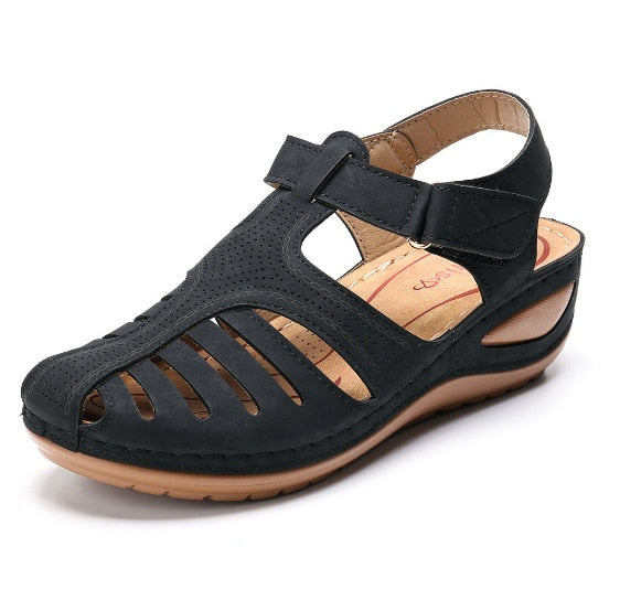 NOUVEAU RICHE Ledersandalen Retro Stil Für Fußkomfort Und Haltung Schwarz