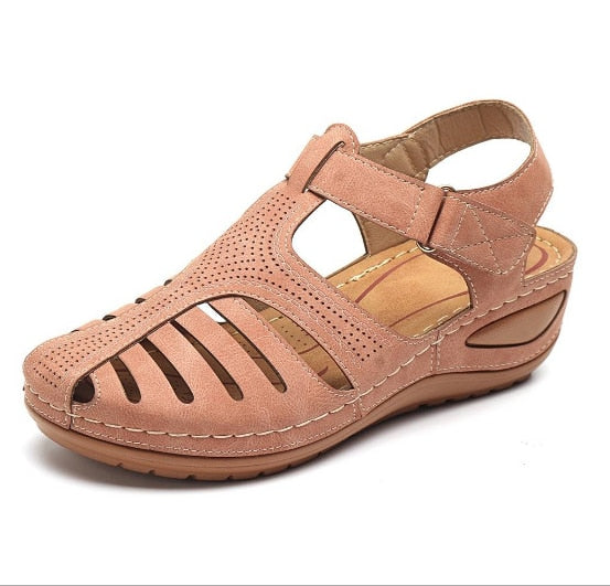 NOUVEAU RICHE Ledersandalen Retro Stil Für Fußkomfort Und Haltung Pink