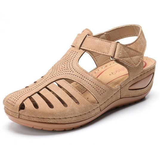 NOUVEAU RICHE Ledersandalen Retro Stil Für Fußkomfort Und Haltung Beige