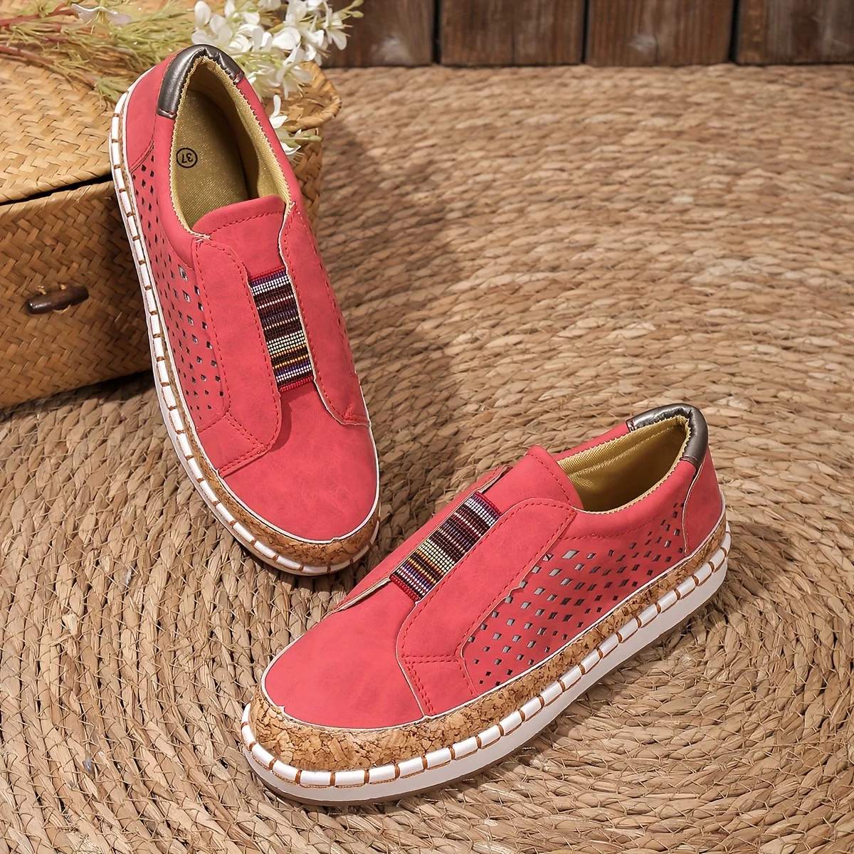 NOUVEAU RICHE Schlupfschuhe Damen Mit Stützender Einlage Rot