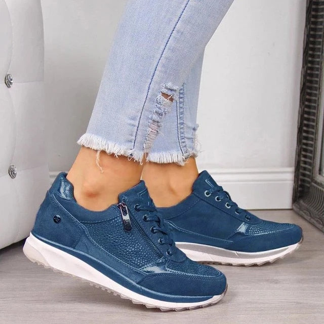 NOUVEAU RICHE Damen Sneaker Mit Reißverschluss Leicht Blau