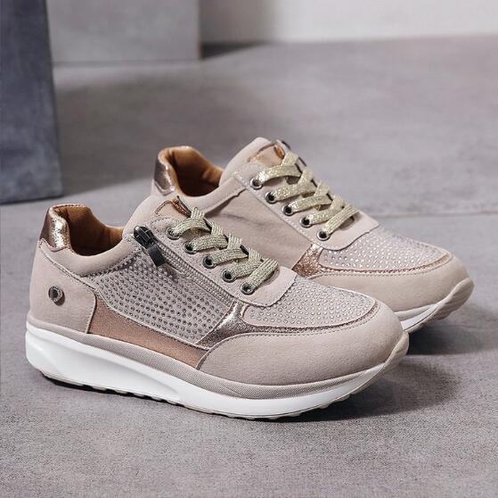 NOUVEAU RICHE Damen Sneaker Mit Reißverschluss Leicht Beige