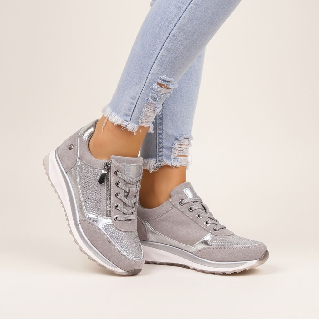 NOUVEAU RICHE Amore | Damen Sneakers – Herzförmiges Detail, Soft-Padding Grau