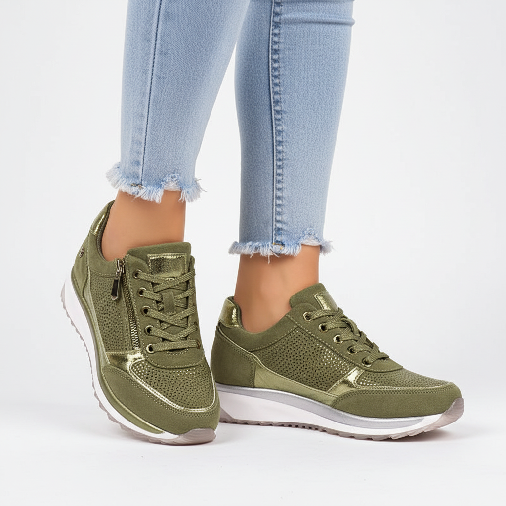 NOUVEAU RICHE Amore | Damen Sneakers – Herzförmiges Detail, Soft-Padding Grün