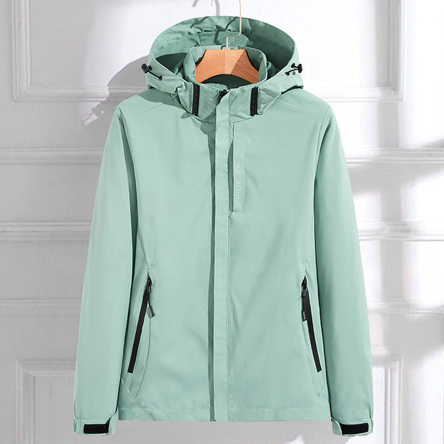 NOUVEAU RICHE Damen Elegante Regenjacke Kapuze Details Funktionalität Mintgrün