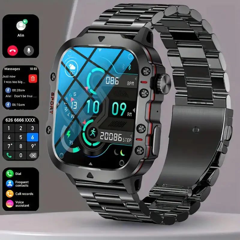 NOUVEAU RICHE Wasserdichte Outdoor-Smartwatch - TrailMate Edelstahl