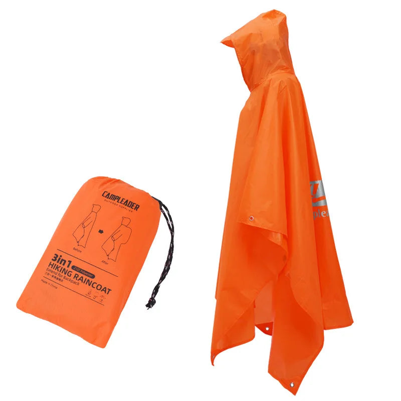 NOUVEAU RICHE Outdoor Regenmantel 3 In 1 Kapuze Regenponcho Wandern Orange