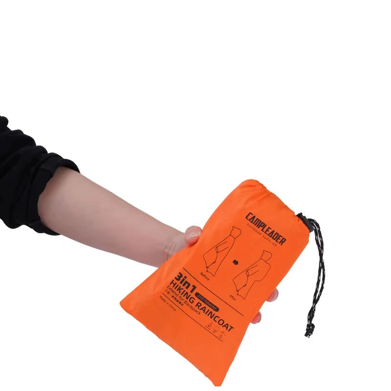 NOUVEAU RICHE Outdoor Regenmantel 3 In 1 Kapuze Regenponcho Wandern