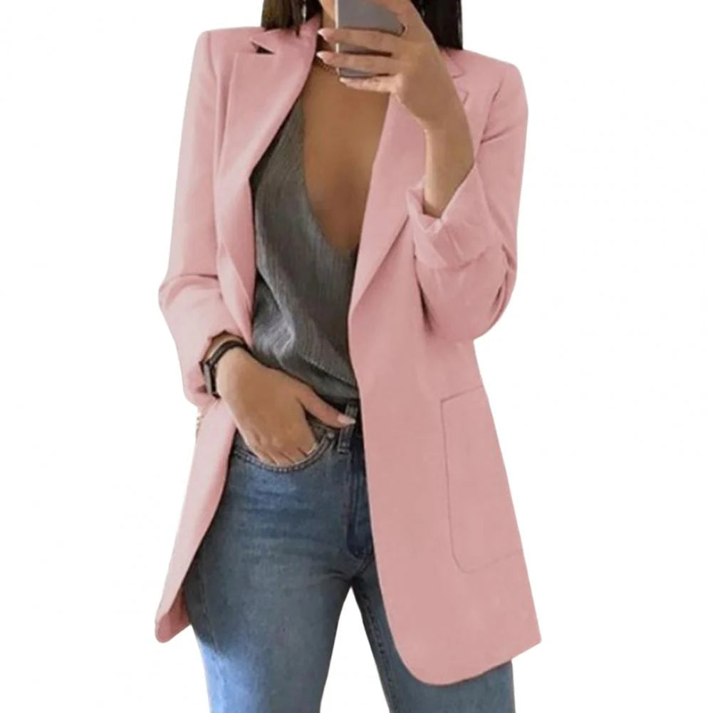 NOUVEAU RICHE Amore | Langer Damen-Blazer – Formell figurbetonter Schnitt, strukturierte architektonische Webung & skandinavische Business-Eleganz Rosa