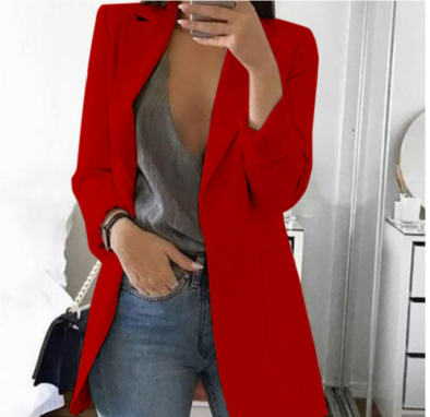 NOUVEAU RICHE Amore | Langer Damen-Blazer – Formell figurbetonter Schnitt, strukturierte architektonische Webung & skandinavische Business-Eleganz Rot