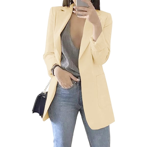 NOUVEAU RICHE Amore | Langer Damen-Blazer – Formell figurbetonter Schnitt, strukturierte architektonische Webung & skandinavische Business-Eleganz Aprikose