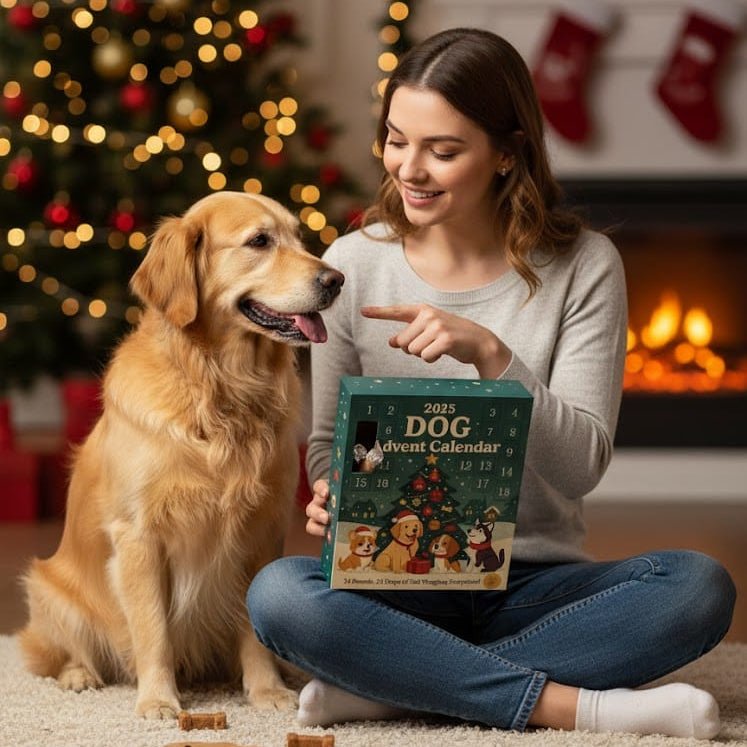 NOUVEAU RICHE Adventskalender für Hunde mit 24 Spielzeugen – Countdown bis Weihnachten mit Plüsch- & Gummi-Hundespielzeug, ohne Leckerli
