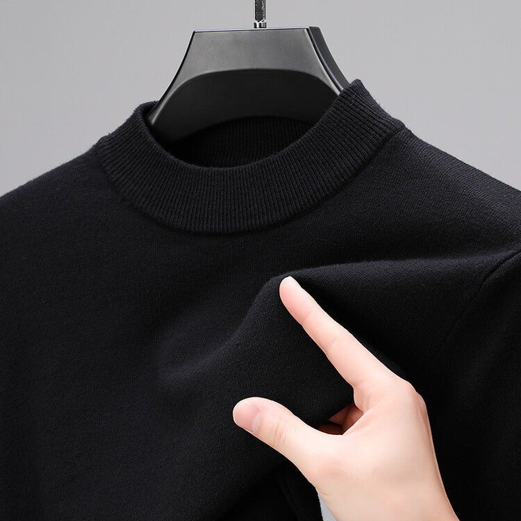 NOUVEAU RICHE Kaschmirpullover Herren Mit Elegantem Saum Fein Gestrickt Schwarz