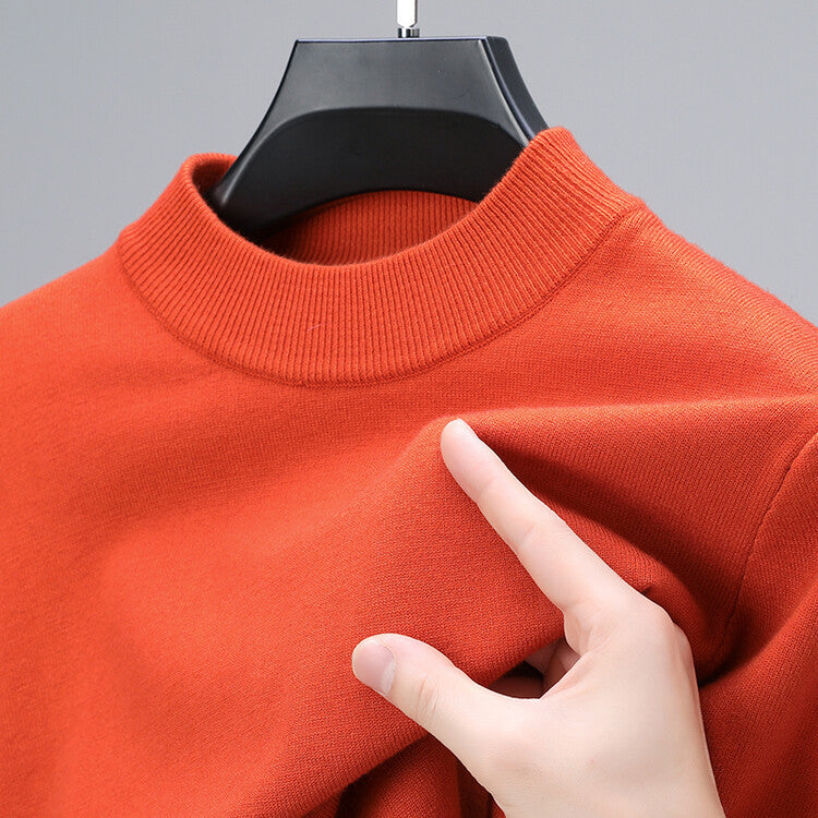 NOUVEAU RICHE Kaschmirpullover Herren Mit Elegantem Saum Fein Gestrickt Orange