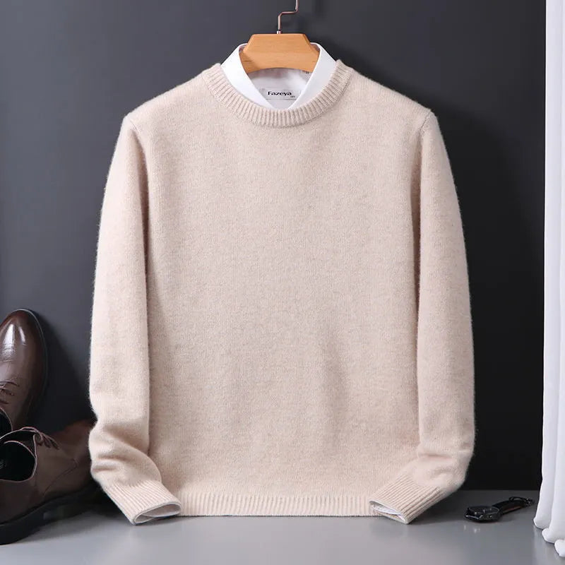 NOUVEAU RICHE Kaschmirpullover Herren 100% Kaschmir Weicher Schnitt Beige