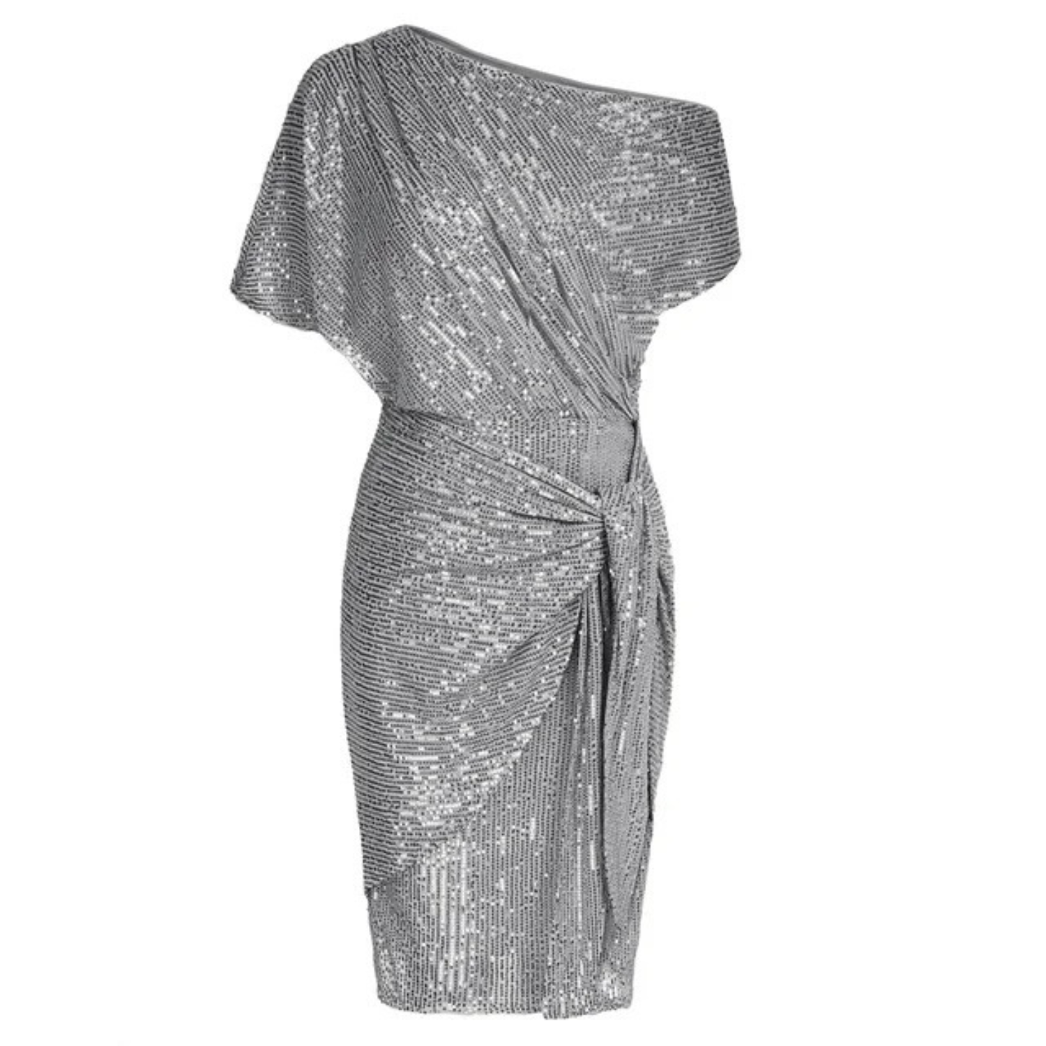 NOUVEAU RICHE Pailletten Cocktailkleid Damen Festliche Weihnachtsfeier Hellgrau