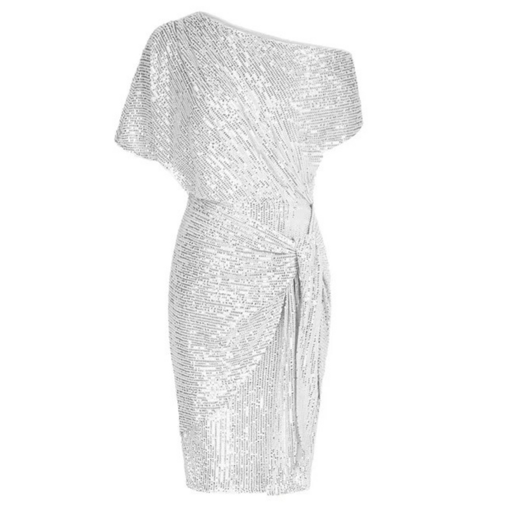 NOUVEAU RICHE Pailletten Cocktailkleid Damen Festliche Weihnachtsfeier Weiß