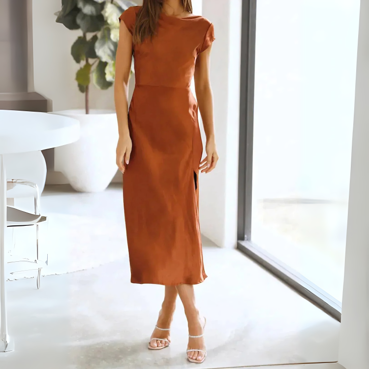 NOUVEAU RICHE Pailletten Cocktailkleid Damen Glitzer Für Partys Hochzeiten Hellbraun
