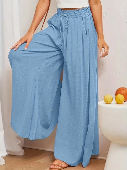 NOUVEAU RICHE Palazzo-Hose Für Damen Mit Hoher Taille Weitem Bein Elastischem Kordelzug Und Volle Länge Komfortable Mode Für Jedes Outfit