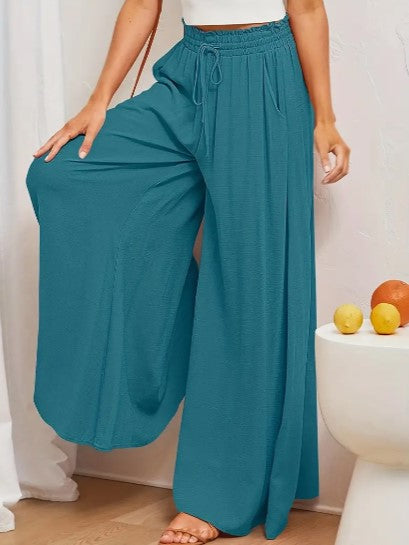 NOUVEAU RICHE Palazzo-Hose Für Damen Mit Hoher Taille Weitem Bein Elastischem Kordelzug Und Volle Länge Komfortable Mode Für Jedes Outfit