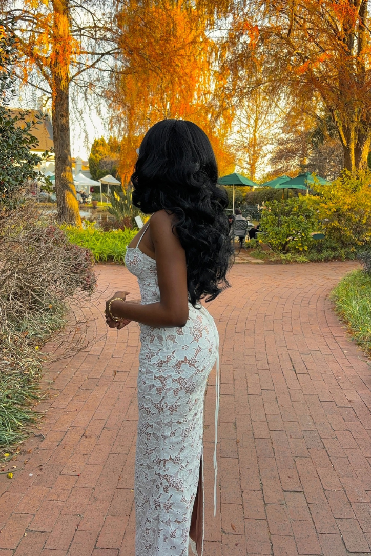 NOUVEAU RICHE Spitzen-Maxikleid Mit Verstellbaren Trägern Elegantes Kleid Für Besondere Anlässe Und Veranstaltungen