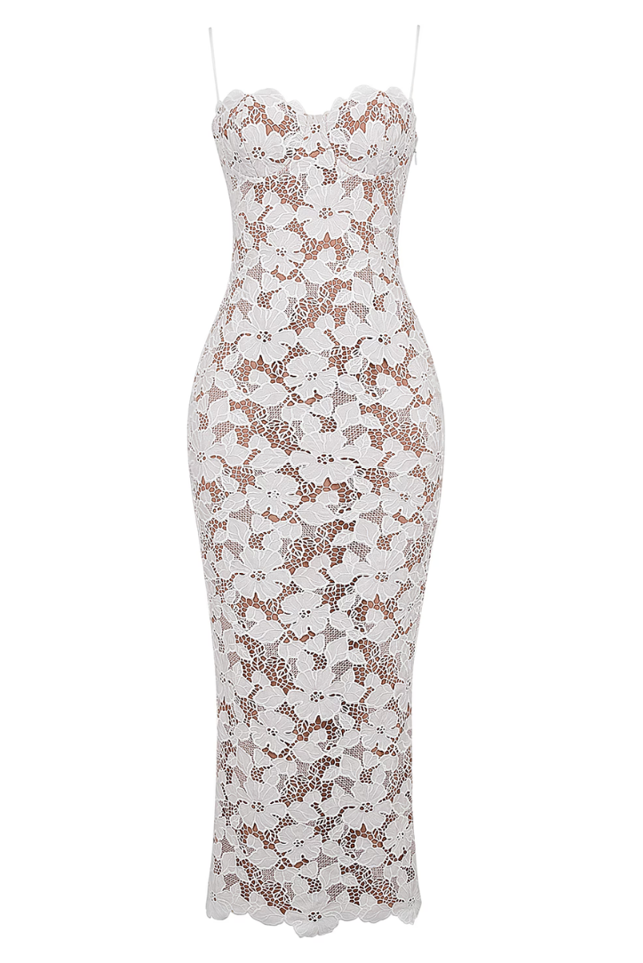 NOUVEAU RICHE Spitzen-Maxikleid Mit Verstellbaren Trägern Elegantes Kleid Für Besondere Anlässe Und Veranstaltungen