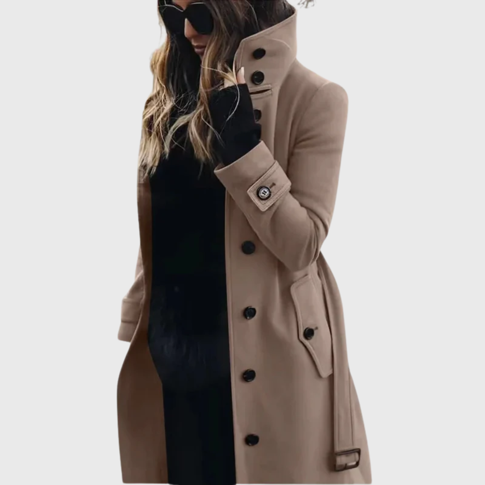 Umami | Damen Mantel | Knopfleiste mit hohem Stehkragen