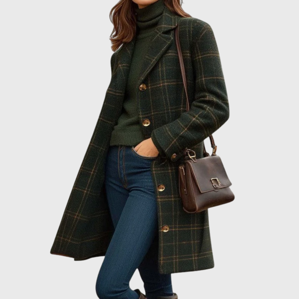 Tasana | Damen Mantel Longline mit Knopfleiste - Langer Mantel Schnitt mit Reverskragen