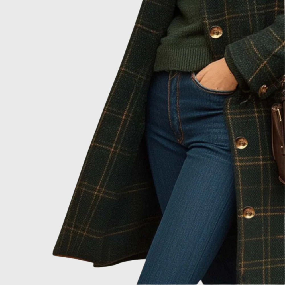 Tasana | Damen Mantel Longline mit Knopfleiste - Langer Mantel Schnitt mit Reverskragen