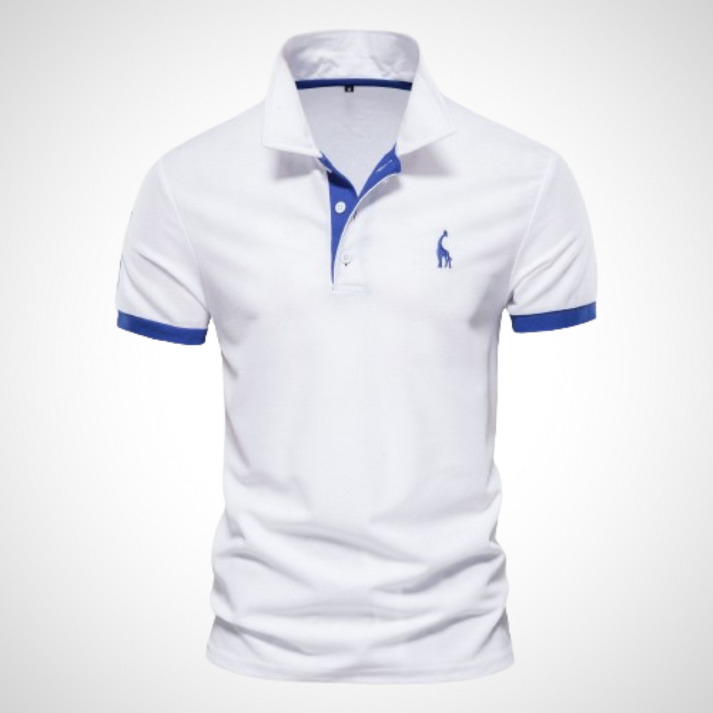 NOUVEAU RICHE Polohemd Herren Maßgefertigt Weiß Baumwolle Komfort Weiß