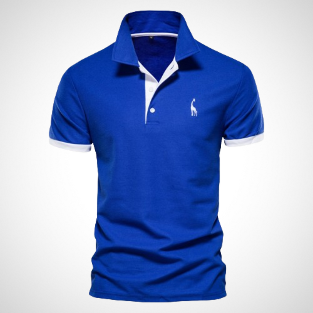 NOUVEAU RICHE Polohemd Herren Maßgefertigt Weiß Baumwolle Komfort Blau