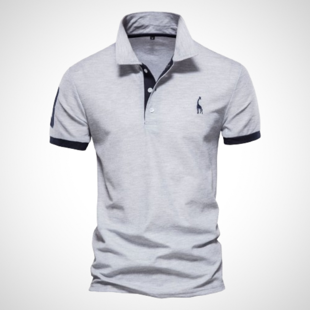 NOUVEAU RICHE Polohemd Herren Maßgefertigt Weiß Baumwolle Komfort Grau