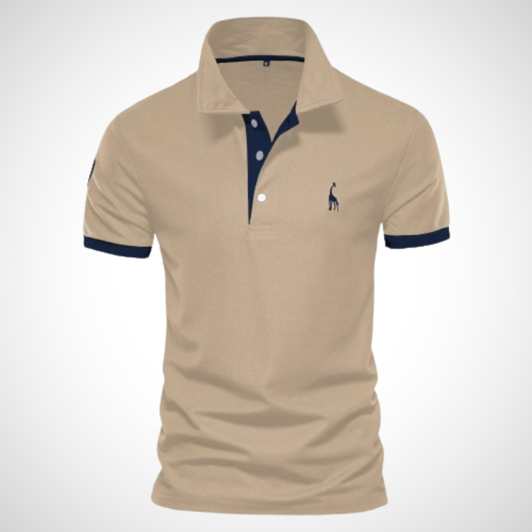 NOUVEAU RICHE Polohemd Herren Maßgefertigt Weiß Baumwolle Komfort Khaki