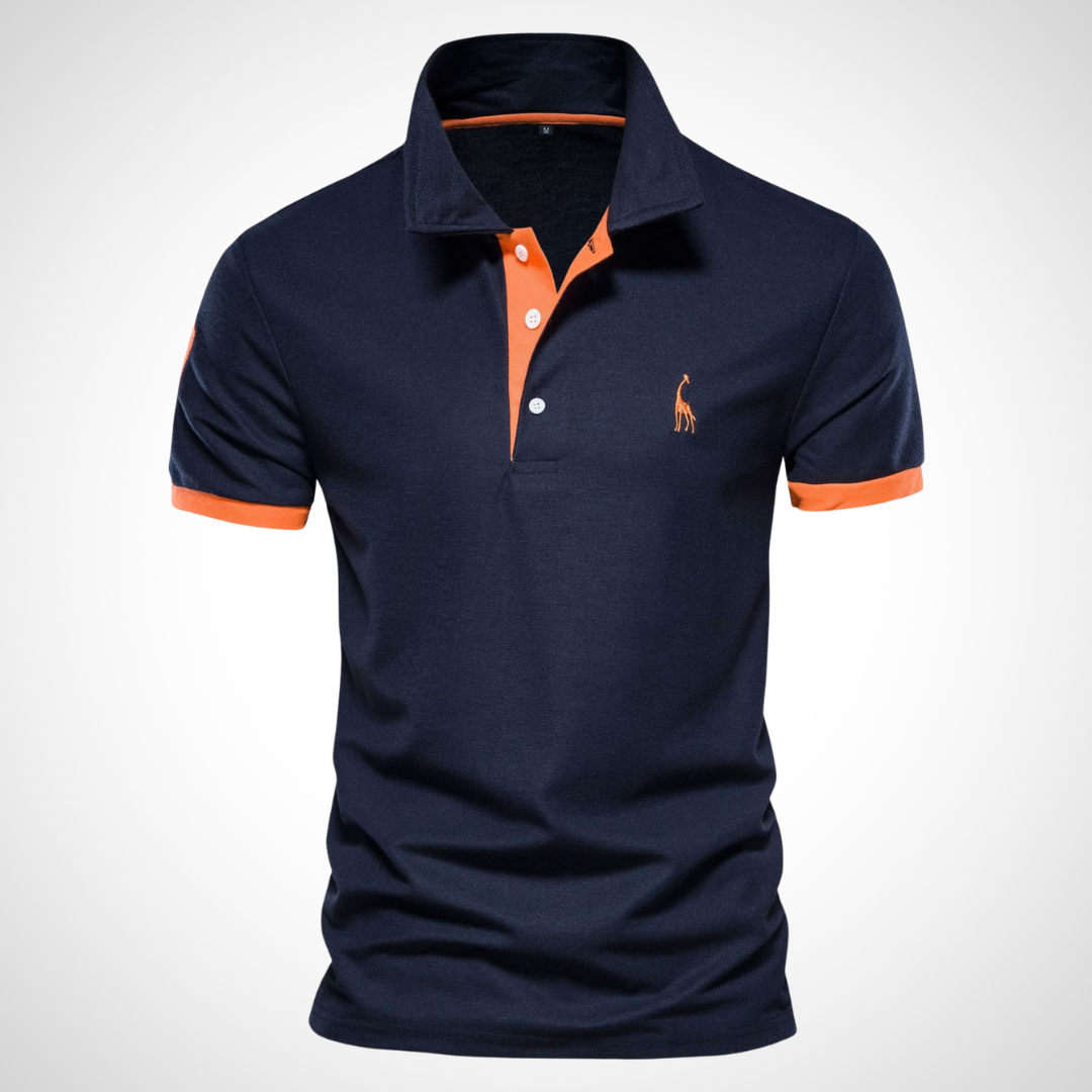 NOUVEAU RICHE Polohemd Herren Maßgefertigt Weiß Baumwolle Komfort Marineblau