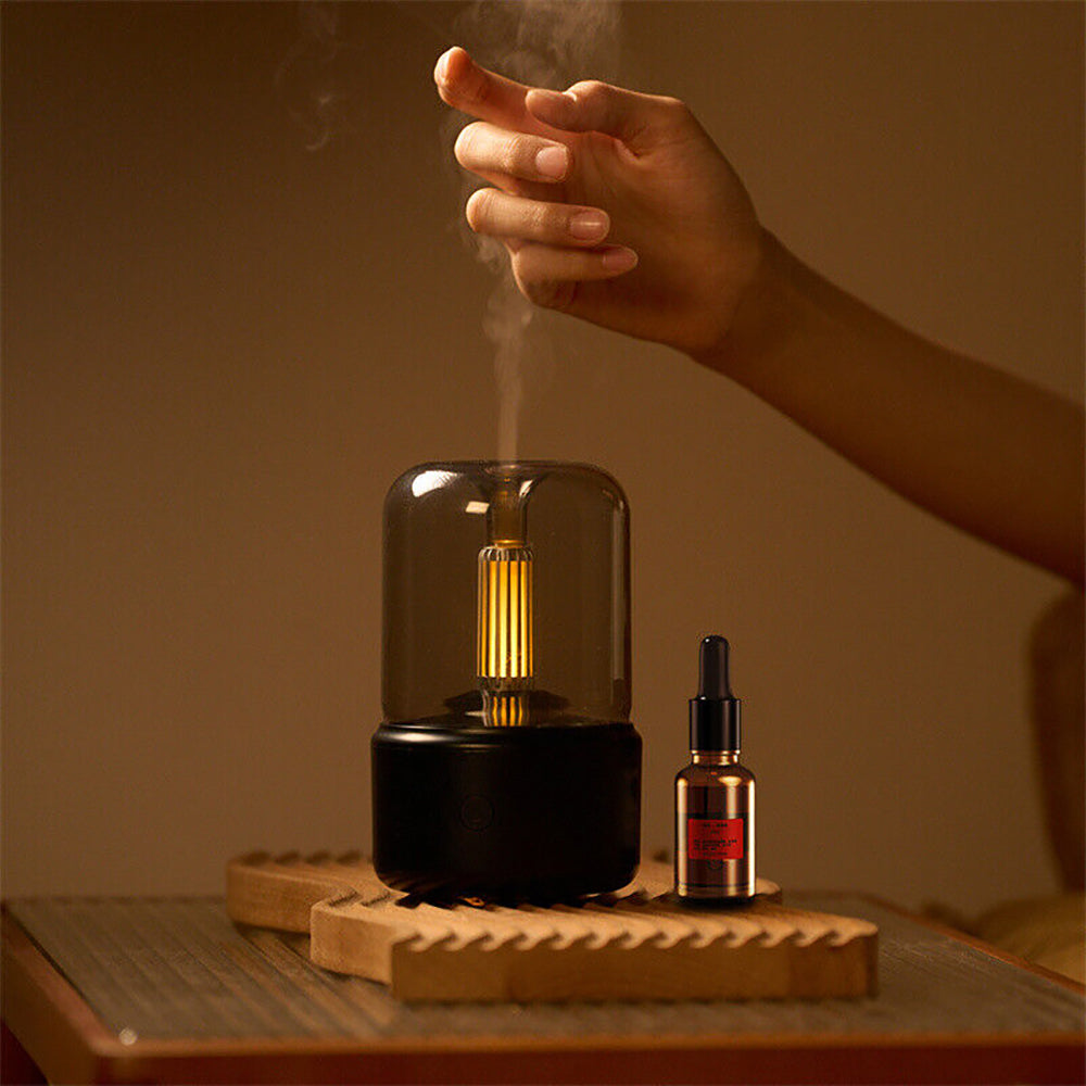 NOUVEAU RICHE Ultraschall-Luftbefeuchter klein 120 ml mit LED-Licht – Aroma-Diffusor, leise, bis 12 Std. Laufzeit – für Schlafzimmer & Schreibtisch